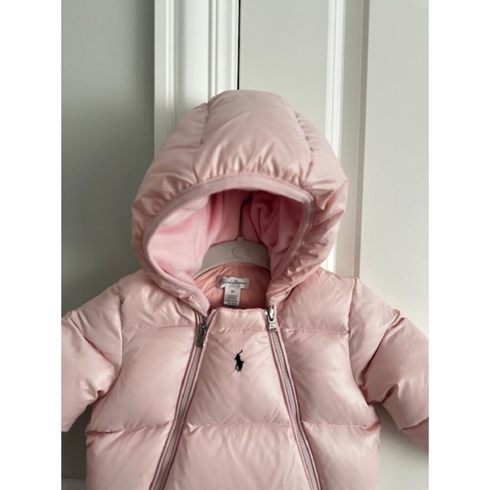 Ralph Lauren NWOT Water Repellent Down Girl Bunting Snowsuit Pink 9mo - Picture 3 of 12